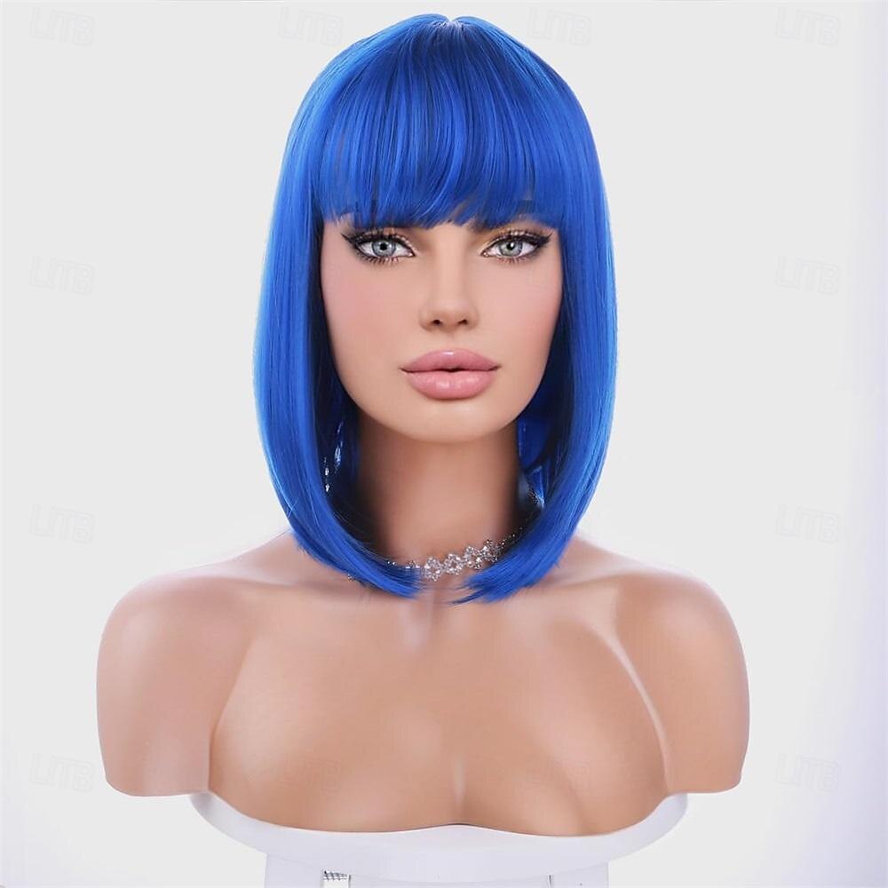 peruca verde para mulheres peruca bob verde curta reta peruca verde esmeralda com franja sintética resistente ao calor halloween cosplay peruca cosutme perucas do dia de são patrício de 2025 por $18.49 –P1