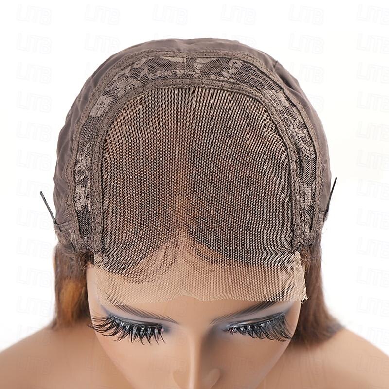 perruque en cheveux humains à reflets perruque bob p4/27 4x4 perruque courte en dentelle droite de 2025 ? $126.99 –P7