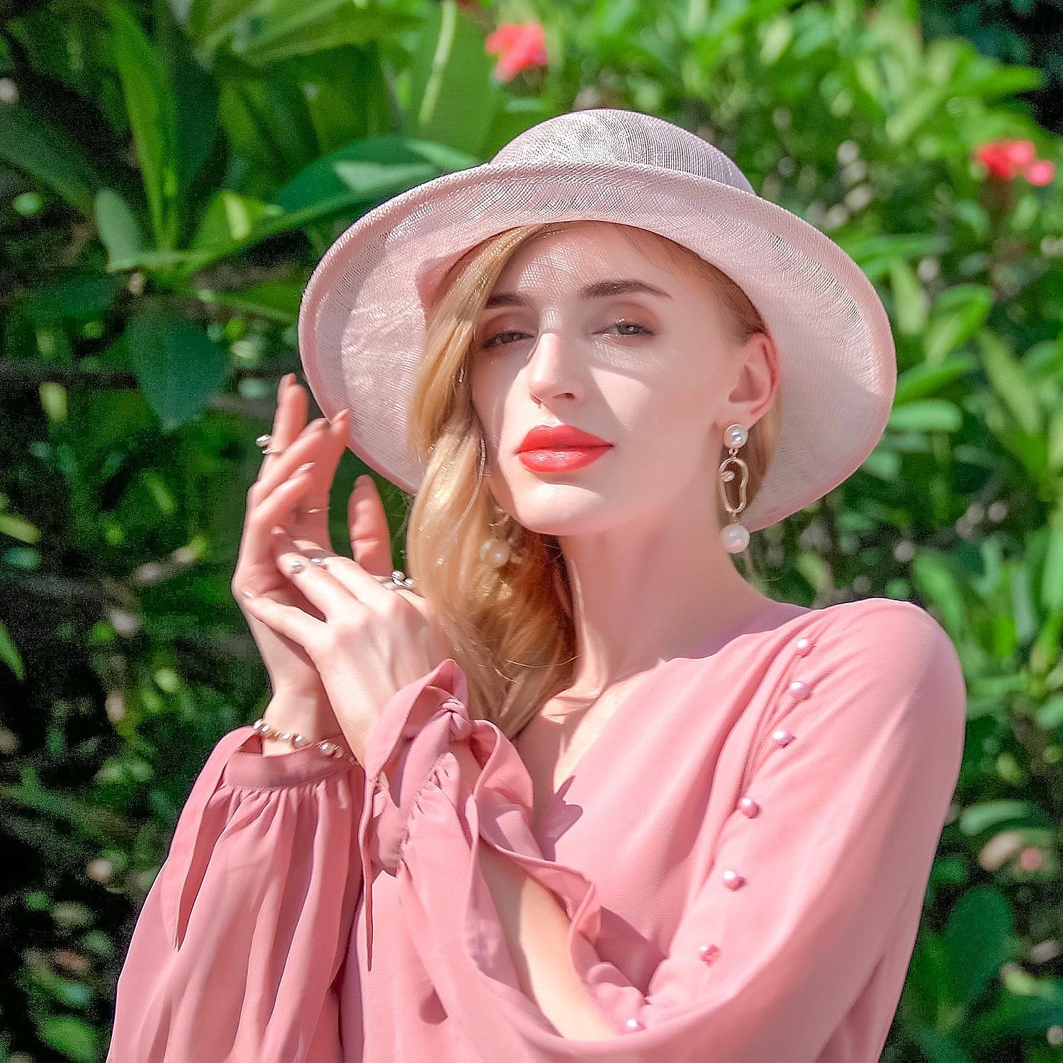 Chapeaux melon en lin/chapeau cloche, chapeau seau, chapeau de soleil, fête de thé, mariage élégant avec nœud papillon, couvre-chef de 2025 ? $49.99 –P3