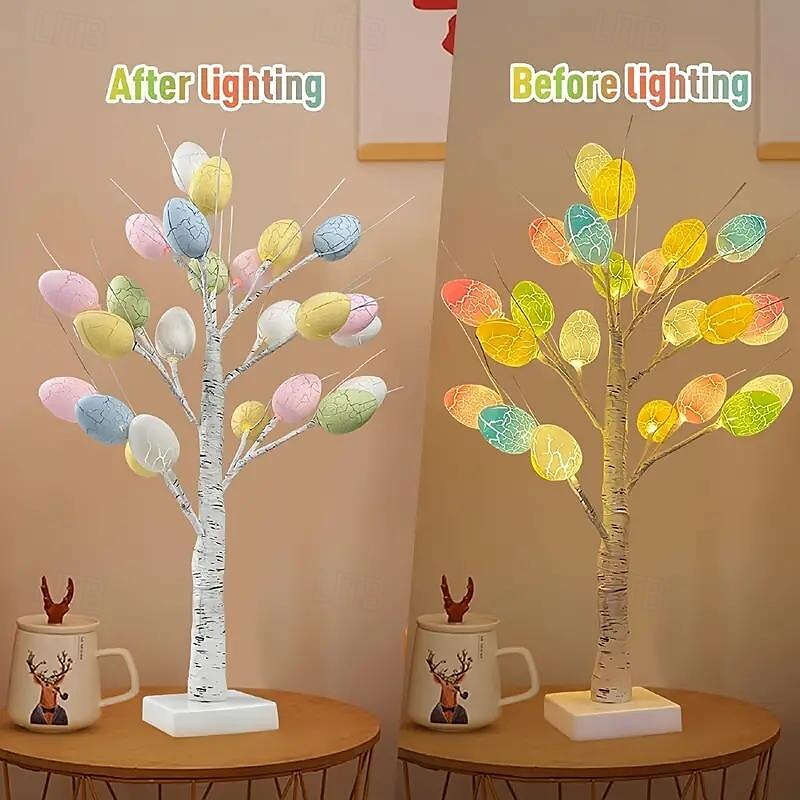 Easter Decorations White Birch Tree with 24 Pcs Easter Egg Ornaments 24 Warm White LED Lights Easter Egg Tree Centerpiece for Table Spring Home Wedding Birthday Indoor 2025 - $30.99 –P6