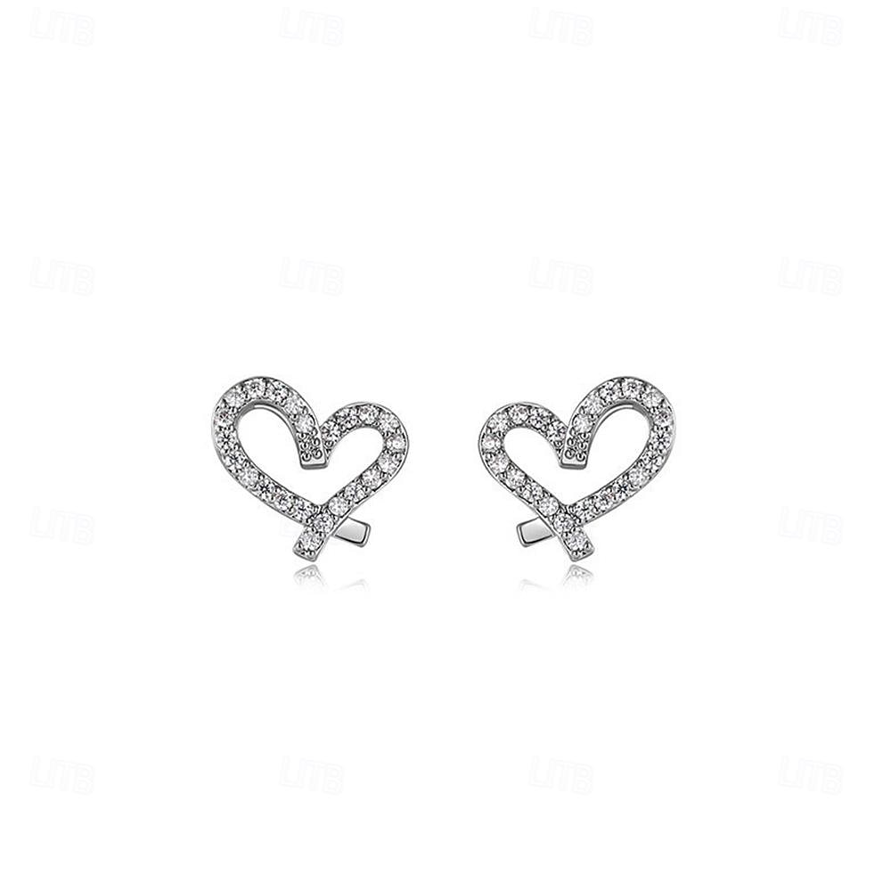 Boucles d'oreilles à tige en diamant synthétique pour la Saint-Valentin, classiques, précieuses, élégantes, simples, bijoux en argent blanc pour mariage, fiançailles, 1 paire de 2025 ? $8.99 –P3