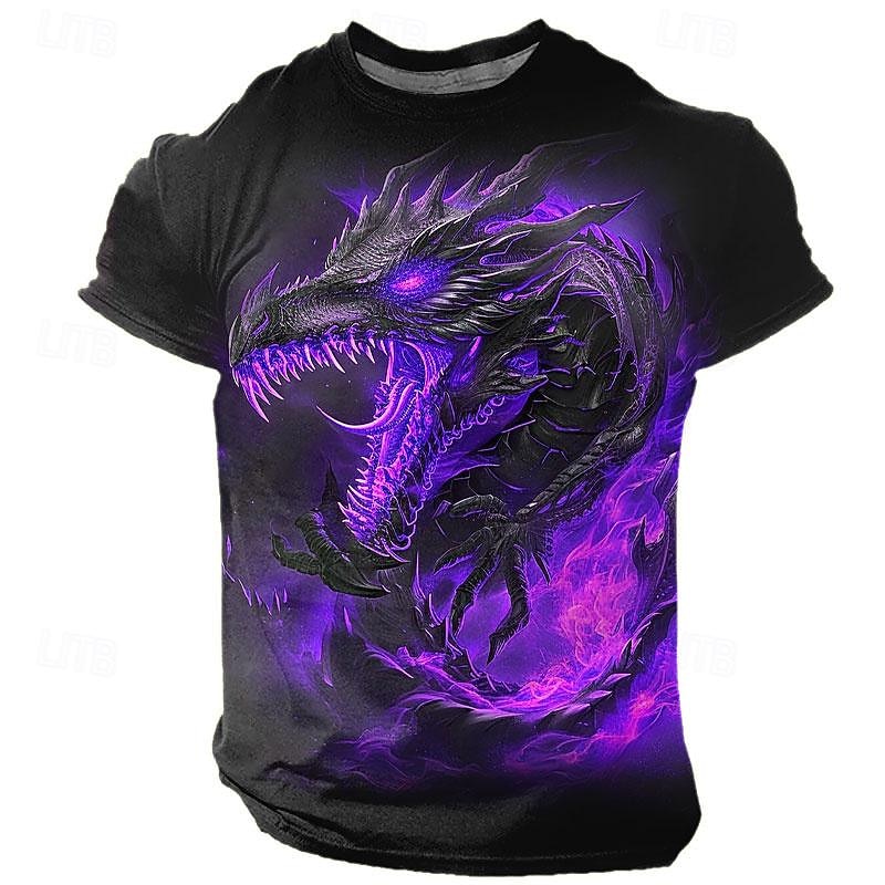 2026年 男性用 グラフィック ドラゴン Tシャツ 半袖 Tシャツ 3Dプリント クルーネック シャツ デザイナー レトリ／ヴィンテージ サブカルチャー スポーツ・アウトドア 祝日 お出かけ ブルー パープル オレンジ 春夏 衣類 S M L XL 2XL 3XL  コレクション – $19.49 –P10