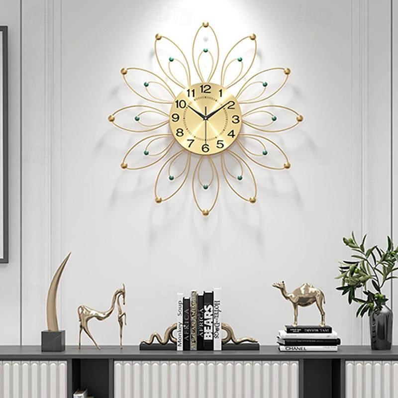 nagy falióra virágos fém dekoratív csendes nem ketyeg nagy órák modern lakberendezés nappaliba hálószoba étkező iroda 2025 - $87.99 –P5