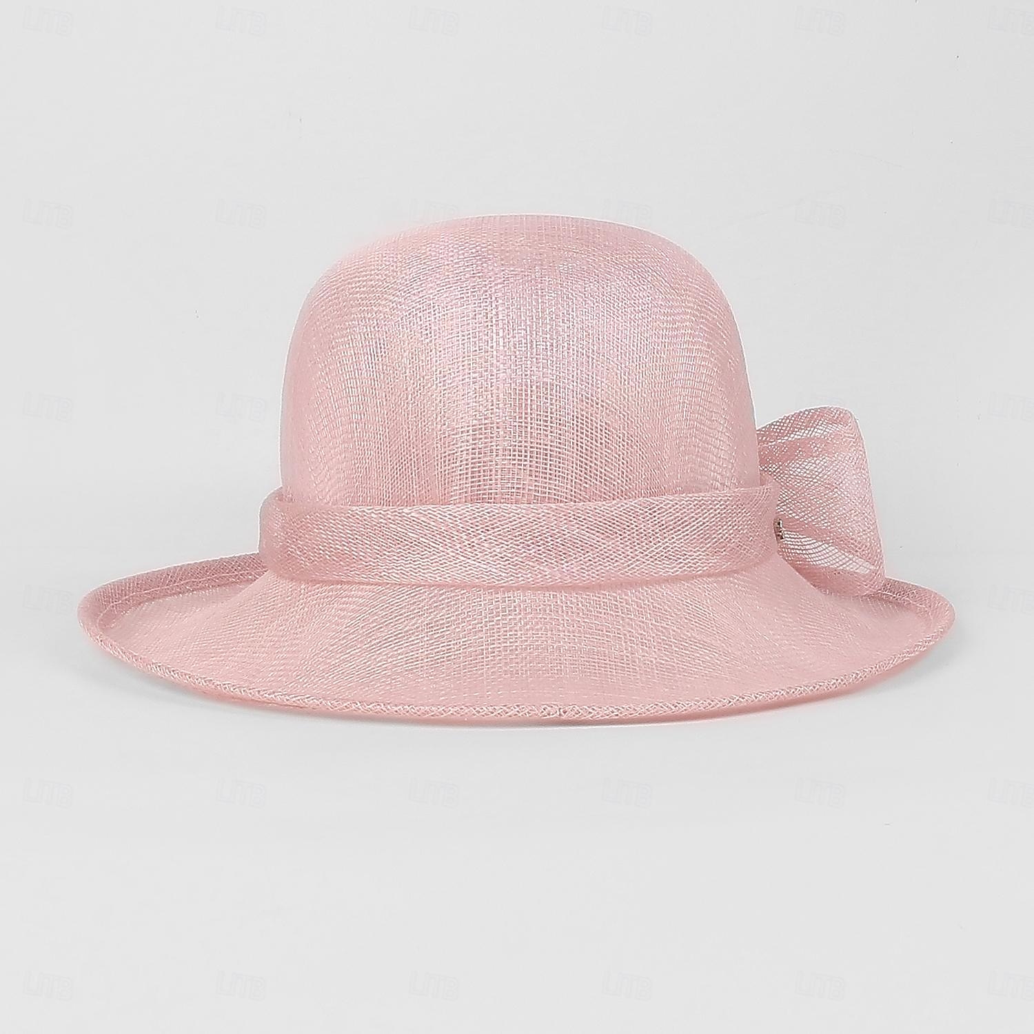 Chapeaux melon en lin/chapeau cloche, chapeau seau, chapeau de soleil, fête de thé, mariage élégant avec nœud papillon, couvre-chef de 2025 ? $49.99 –P19