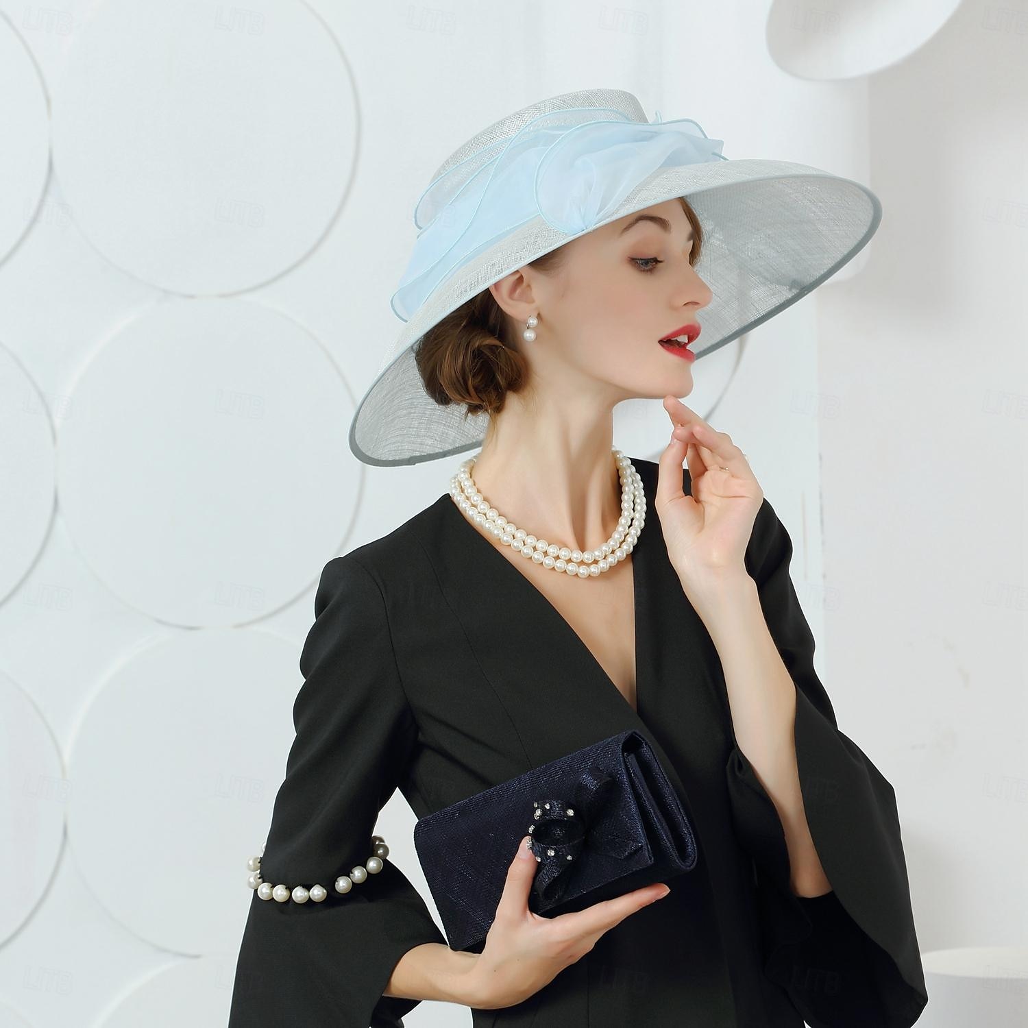 klobouky lněný buřinka / cloche klobouk kbelík klobouk klobouk proti slunci svatební čajový dýchánek elegantní svatba se spojováním pokrývky hlavy 2025 - $99.99 –P6