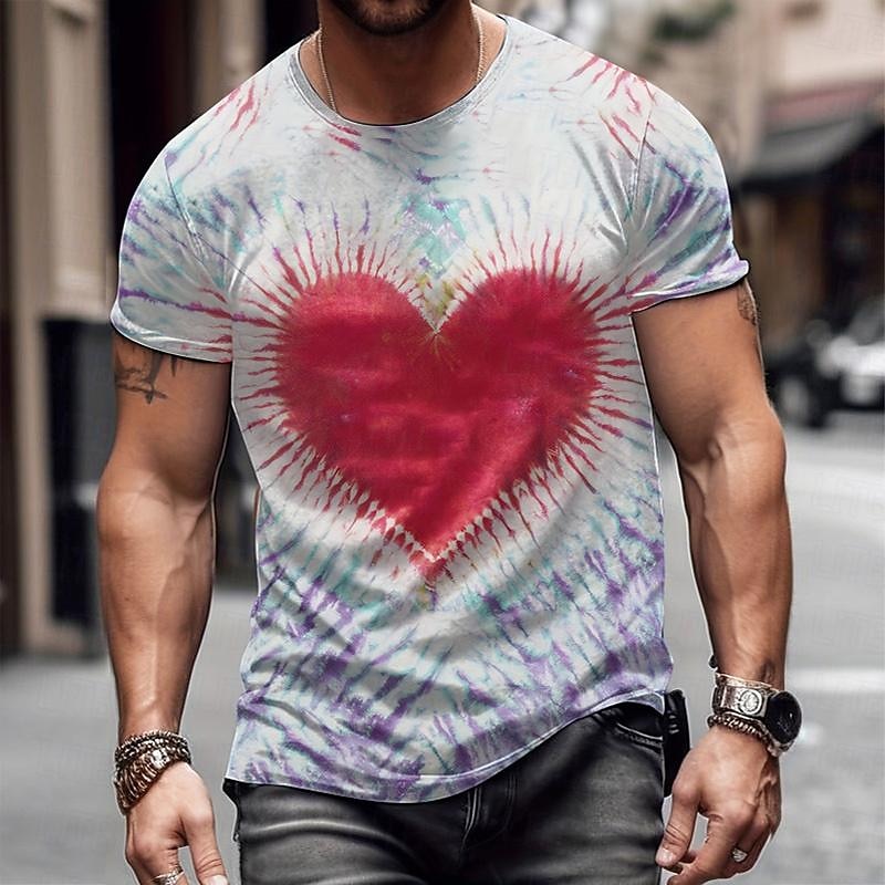 San Valentino Per uomo Cuore Grafico Tinta a nodi Maglietta Manica Corta maglietta Stampa 3D Girocollo Camicia Quotidiano Designer Casual San Valentino Ferie Uscire Rosa Rosso Viola Primavera & Estate del 2025 a $17.99 –P1