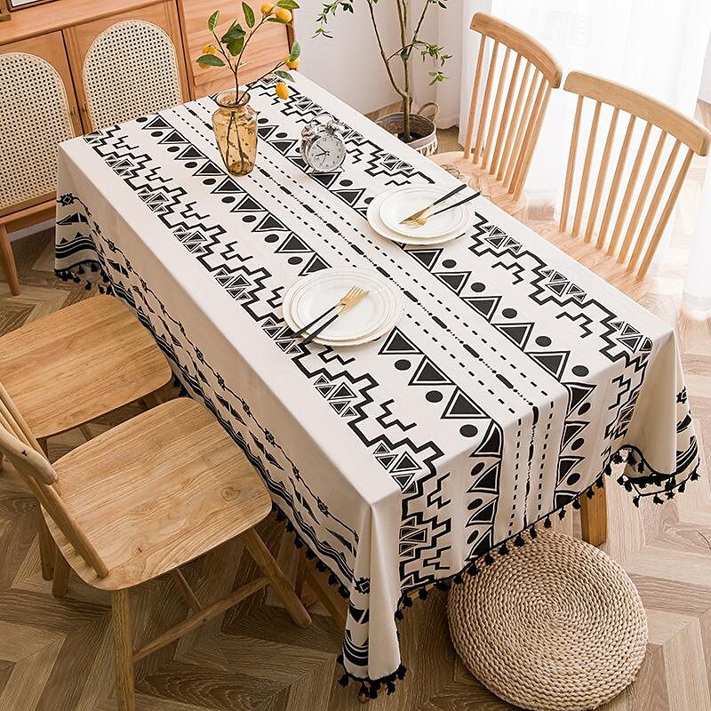 Bohemian geometric pattern tablecloth cotton and linen waterproof wash free tablecloth spring outing camping picnic mat cover cloth 2025 - $14.99 –P7
