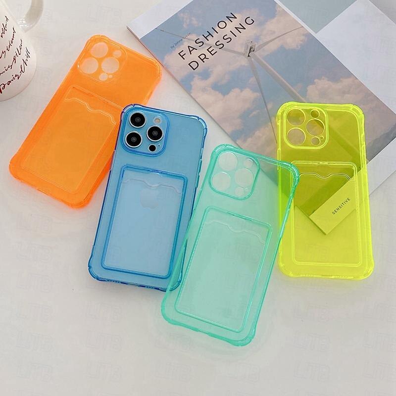 telefoon hoesje Voor iPhone 15 Pro Max Plus iPhone 14 13 12 11 Pro Max Mini SE X XR XS Max 8 7 Plus Achterkant Kristalhelder Slanke behuizing Transparant Ultra dun Kaartsleuf Kleurgradatie TPU 2025 - $10.99 –P4