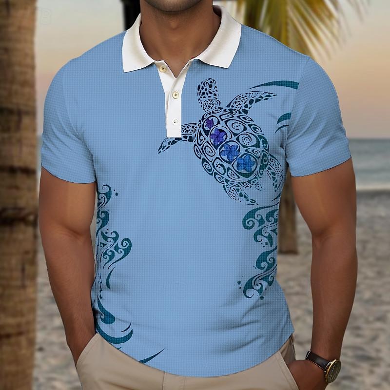 Kentucky Derby Men's Resort Golf Shirt Short Sleeve Polo Shirts Collared Shirts Casual Beach Wear Vacation Wear Tropical Wear Party Outfits Buttons 3D Print Summer White Blue Purple 2025 - $22.99 –P8