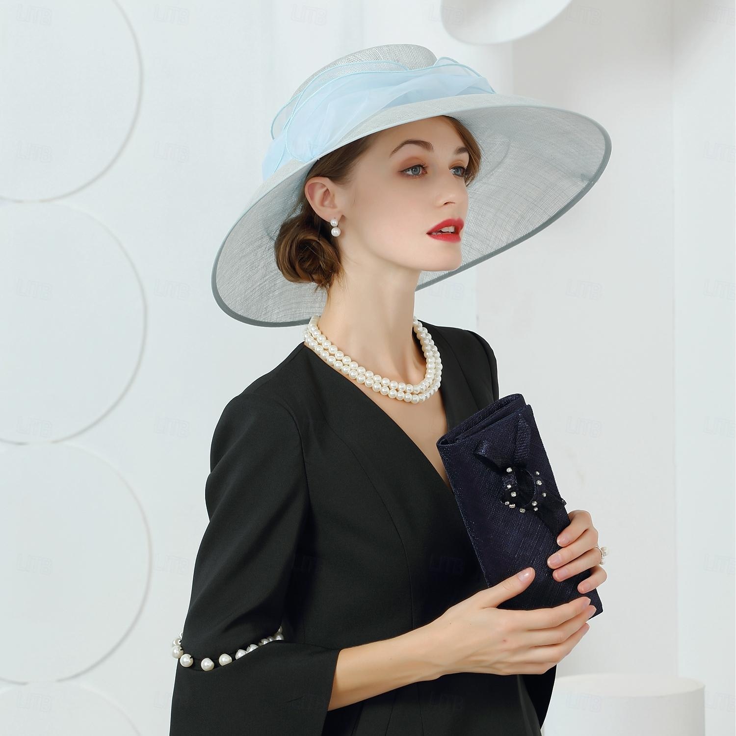 klobouky lněný buřinka / cloche klobouk kbelík klobouk klobouk proti slunci svatební čajový dýchánek elegantní svatba se spojováním pokrývky hlavy 2025 - $99.99 –P5