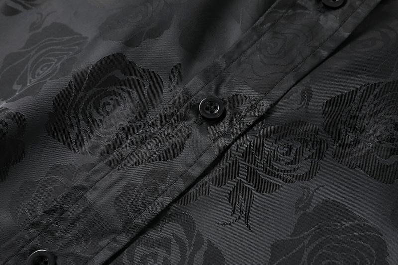 Men's Prom Shirt Satin Silk Shirt Graphic Wedding Party Silver Black Wine Navy Blue Long Sleeve Turndown Clothing Apparel Button-Down 2025 - $29.99 –P2