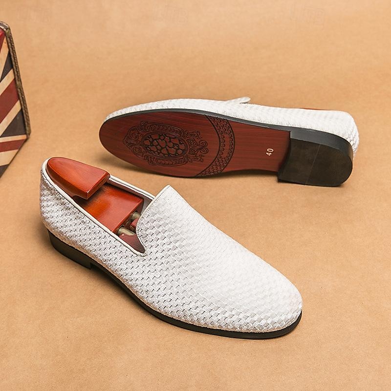 Herren Loafer & Slip On Übergrössen Loafer fahren Wanderschuhe Geschäftlich Britisch Hochzeit Party & Abend St. Patricks Day Stoff Schwarz Weiß Blau Frühling Herbst 2025 - $59.99 –P1