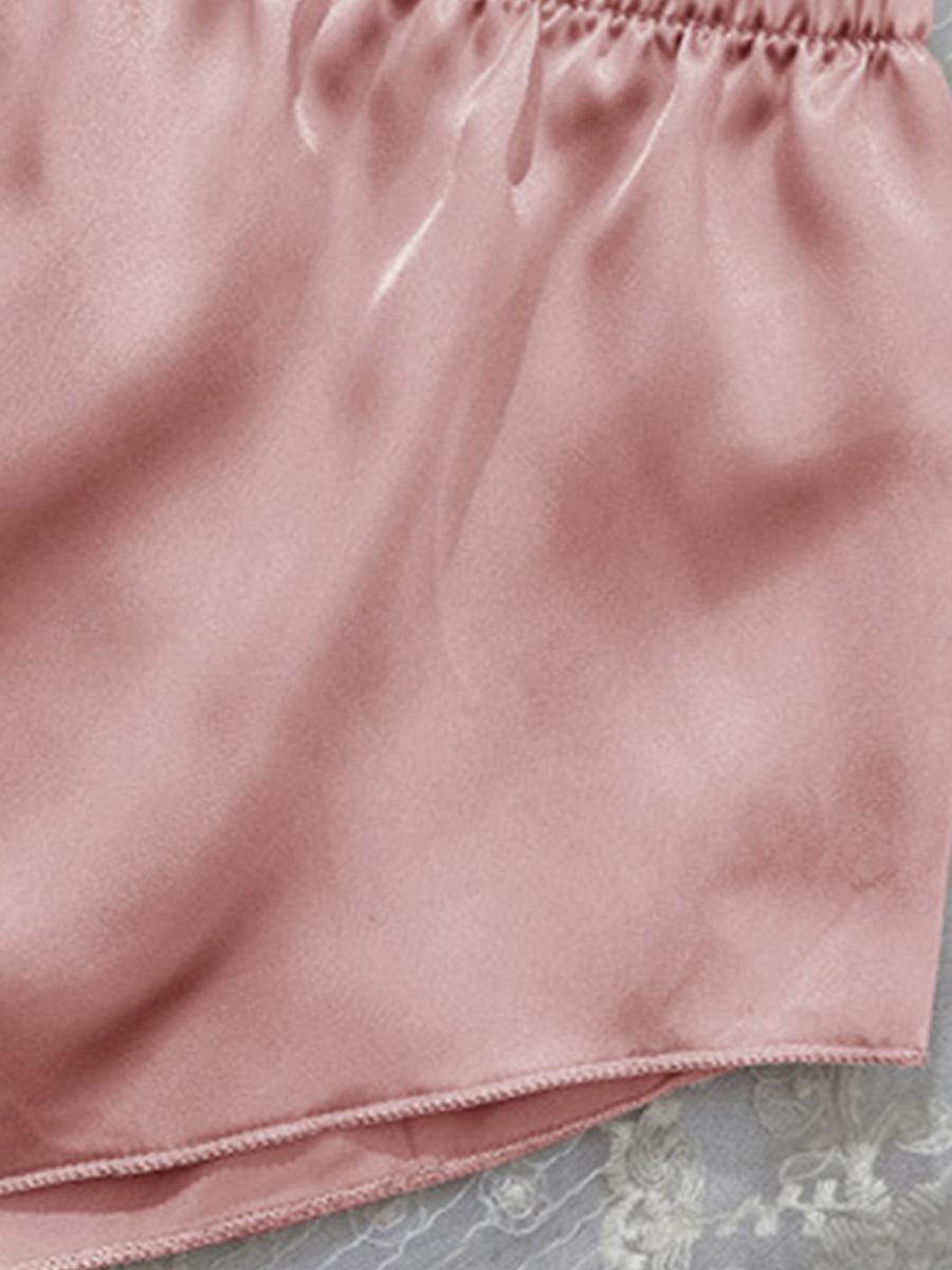 pyjamassett for kvinner 3 deler ren farge moteelskere komfort hjem daglig seng sateng silke pustende stropper ermeløse stropp topp shorts ryggløs elastisk midje sommer vår hjemmeantrekk 2025 - $19.49 –P5