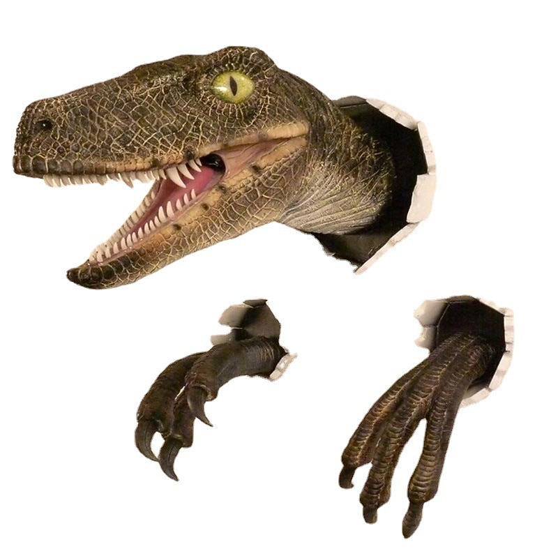 Parede da estátua do velociraptor, escultura da cabeça do dinossauro da montagem na parede, decoração do busto do dinossauro de 2026 por $40.99 –P3