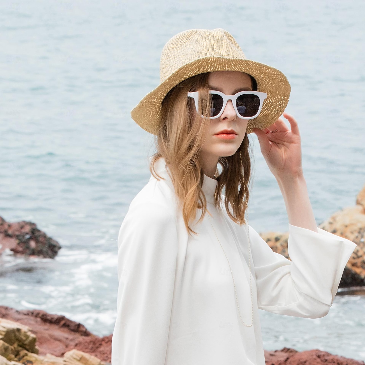 Chapeaux Fibre naturelle Paille Chapeau de seau Chapeau de Paille Chapeau de soleil Mariage Casual simple Classique Avec Ruban Casque Couvre-chef de 2025 ? $30.99 –P7