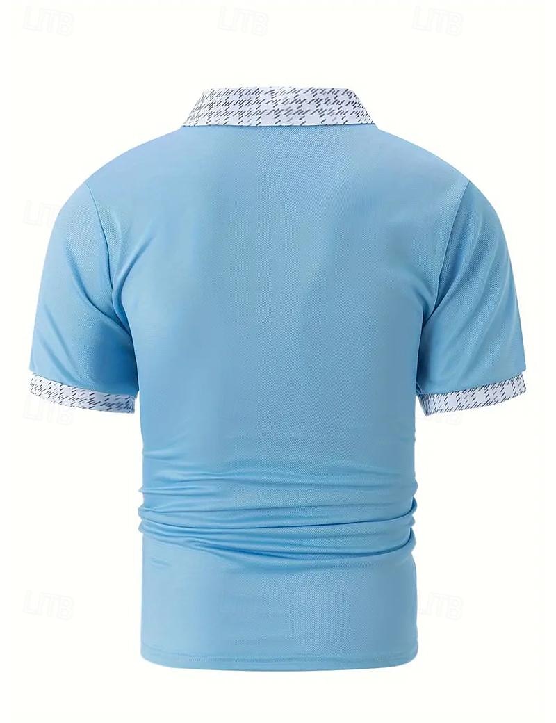 Férfi POLO trikó Button Up Polos Hétköznapi Sport Hajtóka Rövid ujjú Divat Alap Színes Tyúklábminta Kollázs Zseb Nyár Normál Fekete Fehér Tengerészkék Medence Khakizöld POLO trikó 2025 - $17.99 –P3