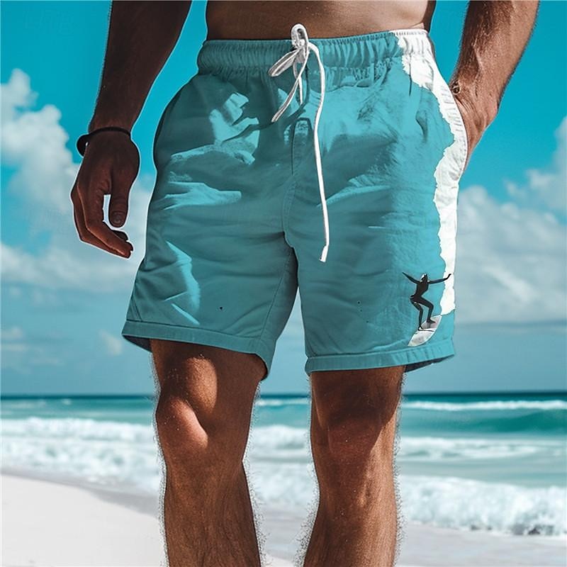 شورت سباحة للرجال من Surf Resort مطبوع ثلاثي الأبعاد، سروال سباحة بخصر مطاطي مع بطانة شبكية من Aloha Hawaiian Style Holiday Beach S إلى 3XL 2025 - $19.99 –P8