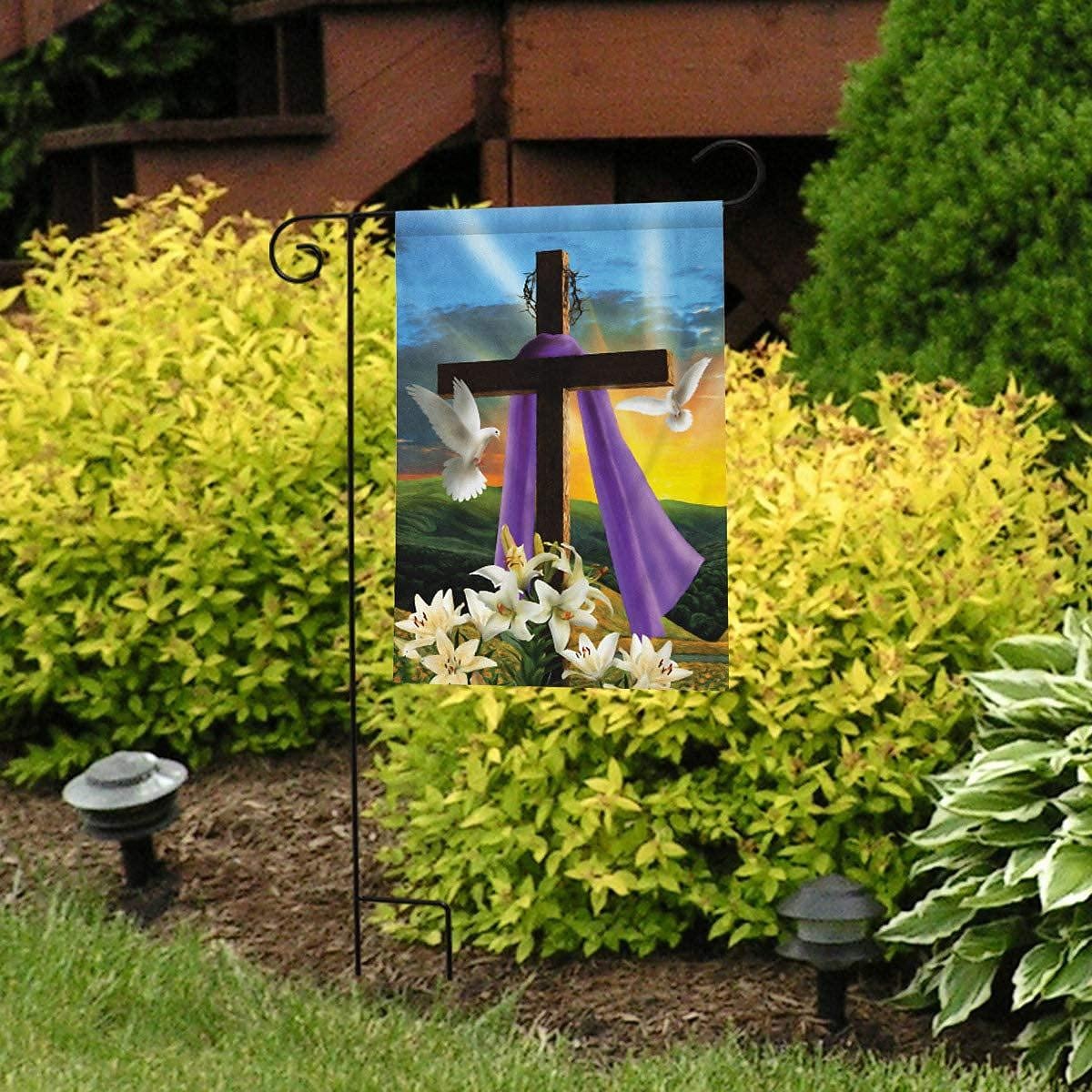 Ježíšská zahradní vlajka 12x18 palců Venkovní dekorace On vstal Vítejte Zahradní terasa vlajka Květinový dvorek vlajka Dvouruční prázdninové venkovní vlajky 1ks 2026 - $10.99 –P6