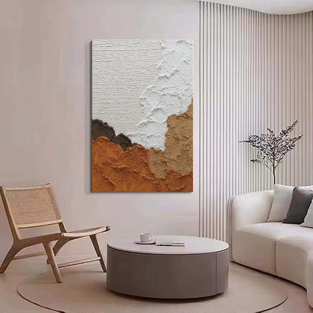 handgemaltes, schweres Strukturgemälde, handgemachtes Terrakotta-Strukturgemälde, Wandkunst, minimalistisches Gemälde, Wandkunst, Gipskunst, Terrakotta-abstrakte Kunst, helle Wandkunst, 2025 - $116.99 –P3