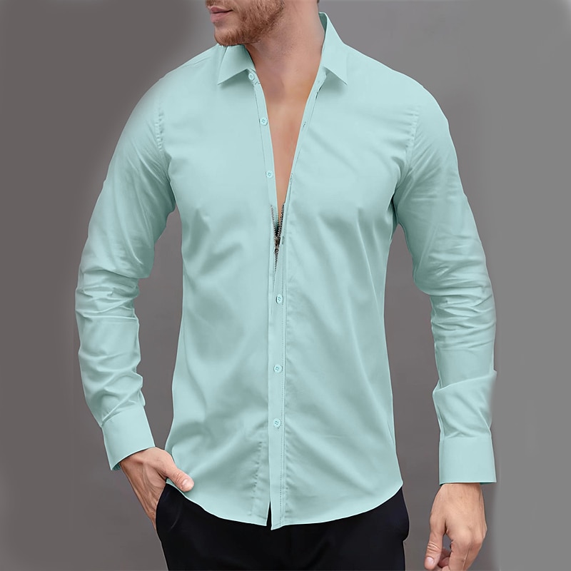 Men's Dress Shirt Button Up Shirt Plain Wedding Daily Light Blue Black White Pink Long Sleeve Lapel Spring &  Fall Clothing Apparel Collared Shirts 2026 - $31.99 –P11