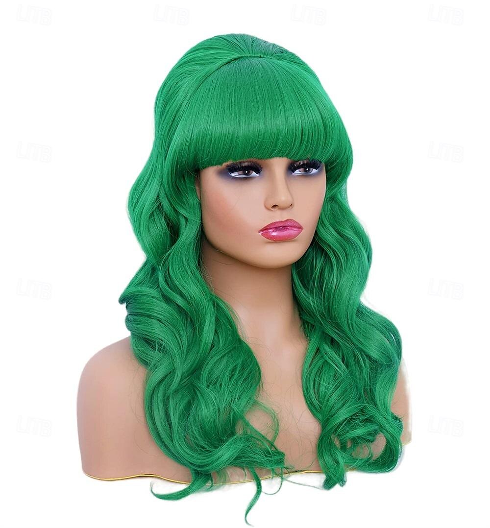Lange braune Mischperücke mit Pony Retro Bouffant Duttperücken passend zu 80er Kostümen oder Karneval Partys Halloween Perücken 2025 - $23.99 –P9