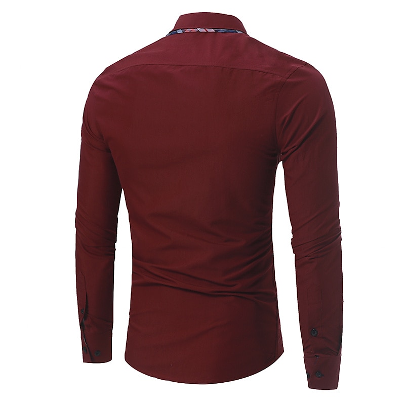 Herren Oberhemd Knopfhemd Schwarz Weiß Wein Langarm Farbblock Umlegekragen Frühling & Herbst Hochzeit Täglich Bekleidung Hemden mit Kragen 2025 - $16.49 –P6