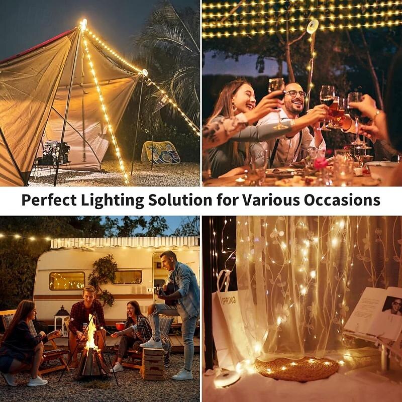 Outdoor Waterproof Portable Stowable String Light 7M/10M RGB with APP Control for Camping Tent Spring Picnic 2025 - $37.99 –P6