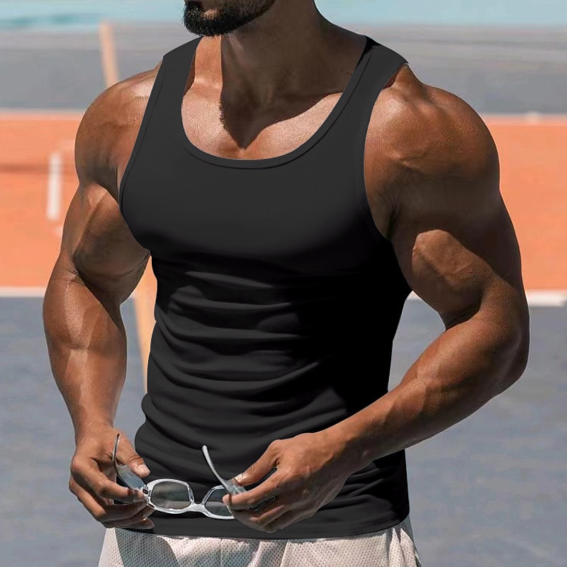 Homens Camiseta Malha Íntima Top de colete Camiseta Interior Sem Manga Decote Redondo Primavera Verão Tecido Moda Designer Básico Sexy Férias Rua Para Noite Preto Branco Vermelho Top Tee para Homens de 2025 por $16.49 –P5