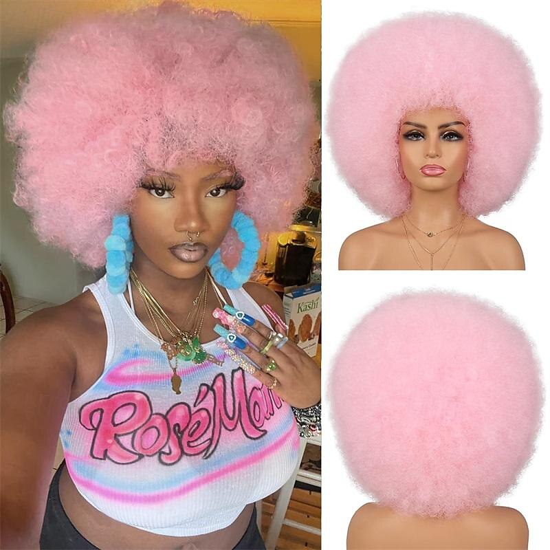 paruka afro kudrnaté paruky 70. let pro černé ženy nošení bez lepku a měkké černé afro paruky velké skákací a měkké přirozeně vypadající plné paruky pro denní party cosplay kostým halloweeen 2025 - $18.99 –P5