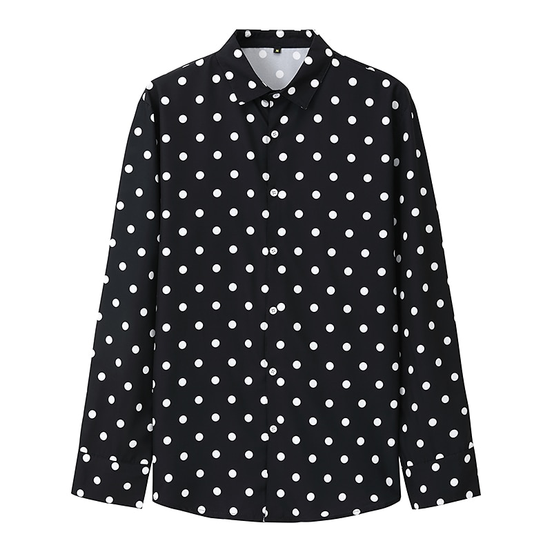 Herre Skjorte Sommerskjorte Hawaii skjorte Skjorte med knapper Svart Rosa Langermet Polkadotter Aftæpning utendørs Gate Knapp ned Klær Polyester Mote Fritid Pustende Bekvem 2025 - $21.99 –P1