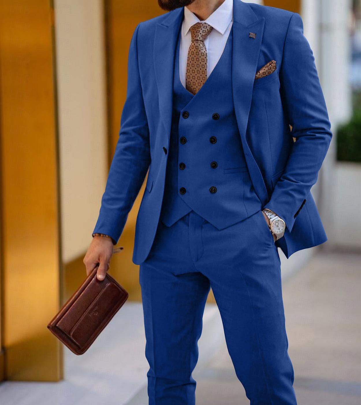 Men's Wedding Suits Black White Solid Colored Tailored Fit 3 Piece Single Breasted One-button 2025 - $140.99 –P11