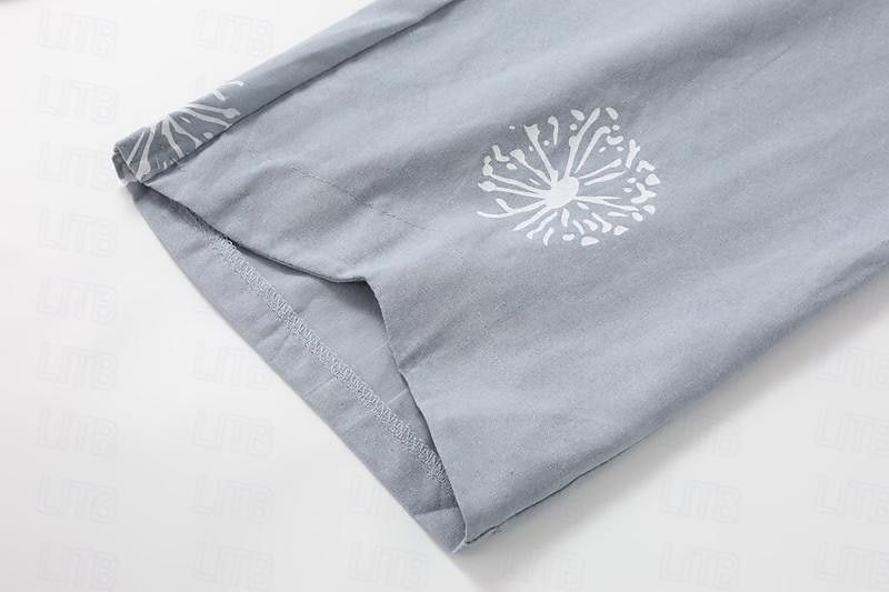 Women's Normal Cotton Linen Pants Chinos Slacks Basic Casual / Sporty Ankle-Length Mid Waist Graphic Prints Dandelion Pocket Baggy Print Comfort Inelastic Daily Weekend Gray Green Black Red Blue 2025 - $19.99 –P6