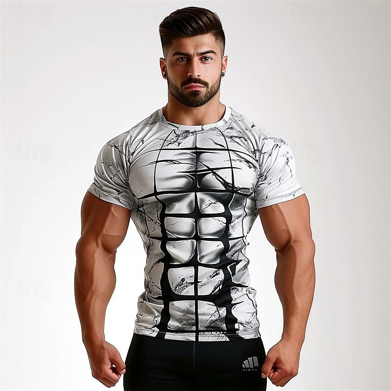 Pánské Grafika Sval Tričko Krátký rukáv tričko 3D tisk Tričkový Košile Denní Na běžné nošení Subkultůra Outdoorové sporty Dovolená Jdeme ven Bílá studená bílá Světle šedá Jaro léto Oblečení S M L XL 2025 - $17.99 –P3