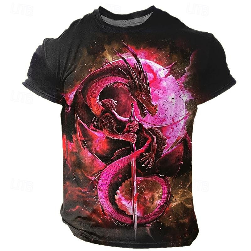 Hombre Graphic Dragón Camiseta Manga Corta Camiseta Impresión 3D Cuello Barco Camisa Design Retro Antiguo Subcultura Deporte Festivos Noche Burdeos Azul Piscina Morado Primavera verano Ropa S M L XL 2026 - $19.49 –P9