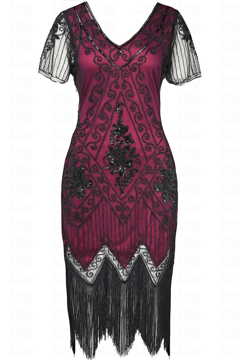 De livlige 20-årene 1920-tallet Cocktail Kjole Flapper kjole Kjoler Maskerade Normal Den store Gatsby Charleston Bryllupsgjest Paljetter Dame Halloween Karneval Maskerade Karneval Bryllup 2025 - $43.99 –P3