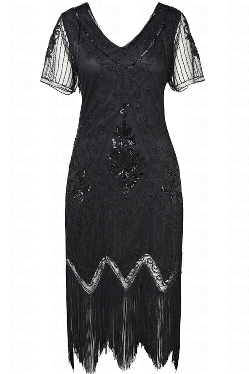 De livlige 20-årene 1920-tallet Cocktail Kjole Flapper kjole Kjoler Maskerade Normal Den store Gatsby Charleston Bryllupsgjest Paljetter Dame Halloween Karneval Maskerade Karneval Bryllup 2025 - $43.99 –P2