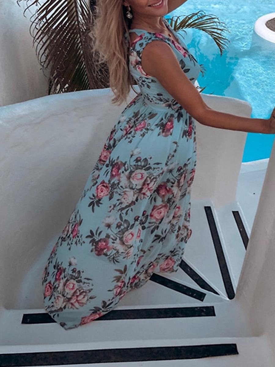 Dam Långklänning Maxiklänning Vardagsklänning Swingklänning A linjeklänning Sommarklänning Hawaiisk Maxi Boho Semester Gata Helgdag Normal Blommig Ärmlös V-hals Gul Rodnande Rosa Grön Ljusblå Sommar 2025 - $41.99 –P3