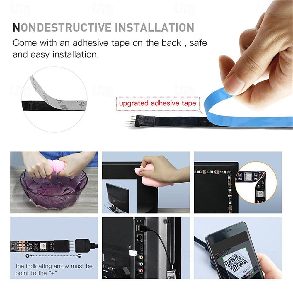 waterdichte led strip licht tv usb licht 1/2/3/5meter met bluetooth app zwembad lichtstrip 3k controle 5v string led band smd5050 led lint 2025 - $8.49 –P5