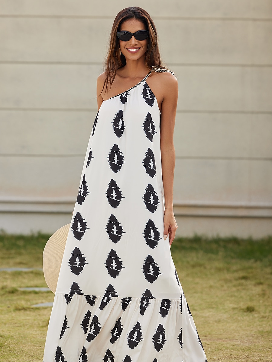 Maxikleid aus Satin mit geometrischem Print 2025 - $58.99 –P3