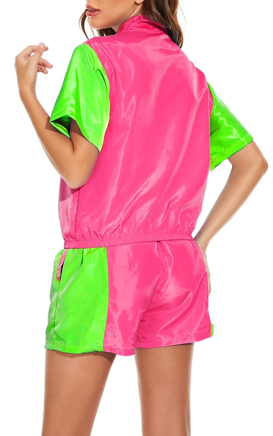 שנות ה-80 היפ הופ סגנון רחוב תלבושות ג'קט שורטים דיסקו קולור בלוק תחפושות בגדי ריקוד גברים בגדי ריקוד נשים נשף מסכות מפלגה לבוש ליום יום יומי\קז'ואל מבוגרים מעיל מכנסיים קיץ 2026 - $49.99 –P3