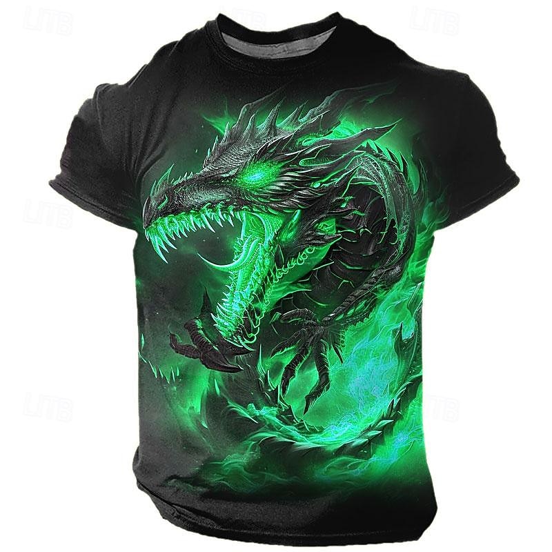 2026年 男性用 グラフィック ドラゴン Tシャツ 半袖 Tシャツ 3Dプリント クルーネック シャツ デザイナー レトリ／ヴィンテージ サブカルチャー スポーツ・アウトドア 祝日 お出かけ ブルー パープル オレンジ 春夏 衣類 S M L XL 2XL 3XL  コレクション – $19.49 –P9