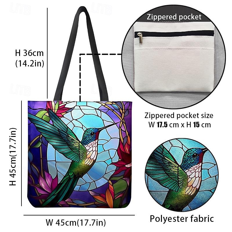 Dámské Kabelky do ruky Taška přes rameno Plátěná taška Polyester Nakupování Denní Dovolená Grafika Velká kapacita Skládací Lehká váha Ptáček Modrá Fialová Zelená 2025 - $19.99 –P6