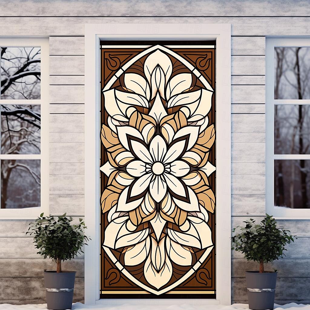 витражи цветочные дверные покрытия фреска декор дверной гобелен дверной занавес украшение фон дверной баннер съемный для входной двери в помещении и на открытом воздухе украшение для дома и комнаты 2026 - $23.99 –P7