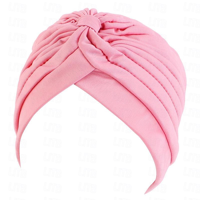 Sombreros turbantes suaves con nudo preanudado moda plisada gorro de quimioterapia diadema para dormir de color sólido naranja para mujeres Día de Reyes casual diario 2025 - $13.99 –P23