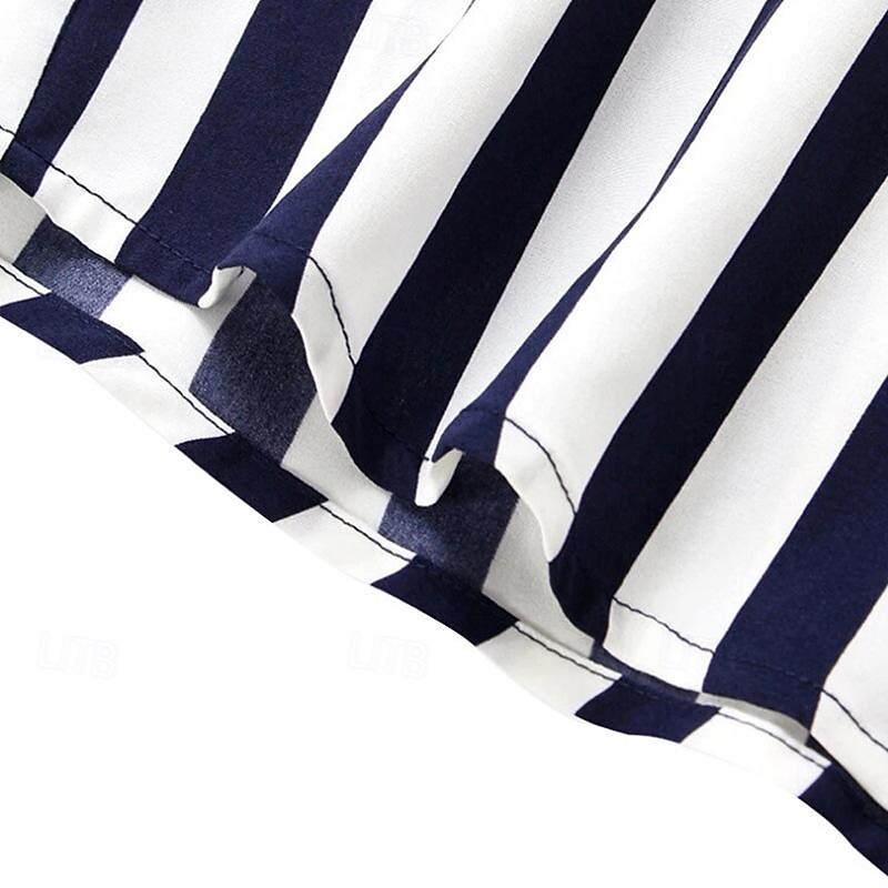 Per uomo Camicia Estiva Camicia casual Camicia da Spiaggia Camicia con Bottoni Camicie a righe Nero Giallo Blu Manica Corta Blocco di colori A righe Bavero Vacanza Camicia hawaiana Patchwork del 2025 a $19.49 –P7