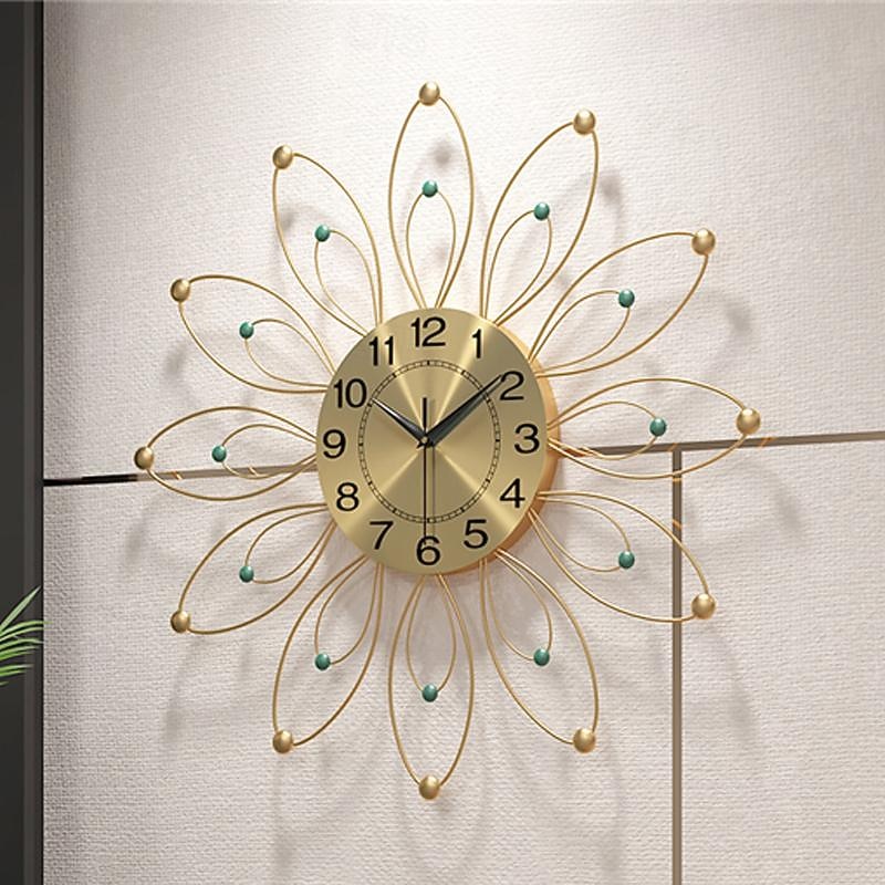 nagy falióra virágos fém dekoratív csendes nem ketyeg nagy órák modern lakberendezés nappaliba hálószoba étkező iroda 2025 - $87.99 –P11