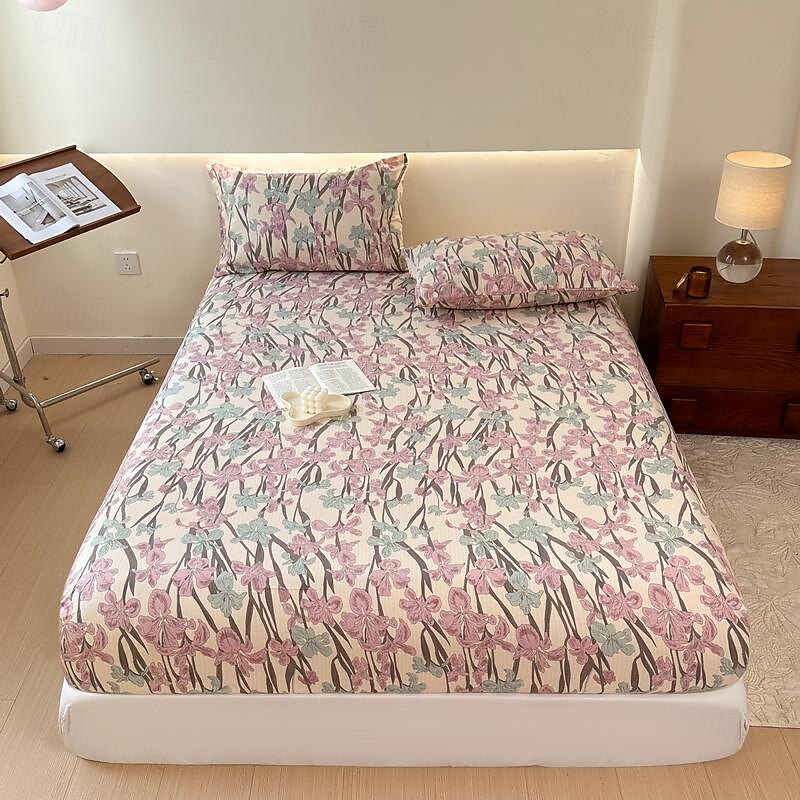 Lençol de cama 100% algodão de 1 unidade com capa de cama de flores pequenas fragmentadas capa de colchão elástica para cama de casal de luxo individual ou dupla disponível em vários tamanhos de 2025 por $22.99 –P19