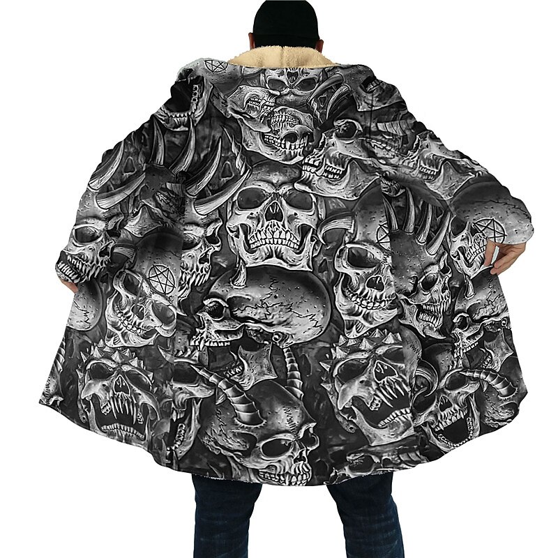 Herre Vinterfrakk Fleece-jakke Frakk Sport & Utendørs Dagligdagstøy Hold Varm Pustende Glidelås Lomme Høst vinter Hodeskaller Mote Gatemote Hettegenser Lang Normal Svart Jakker 2025 - $73.99 –P2