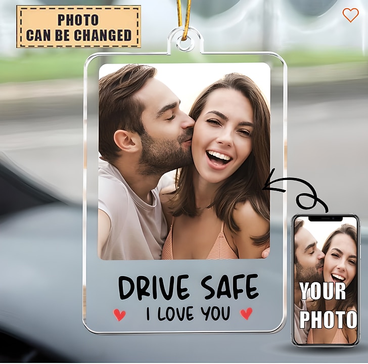 קישוט צילום רכב מותאם אישית מתנה הכי טובה לאבא אביזר משקף אחורי אקרילי יום האב יום האם מתנת חתונה מתנת יום נישואין 2025 - $8.99 –P4