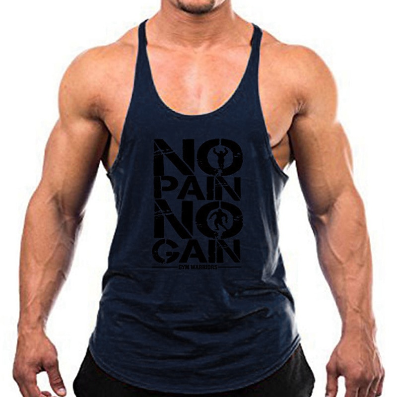Mannen's Gym Workout Tanktop met 'No Pain No Gain Gym Warriors' Grafische Print 2025 - $14.99 –P5
